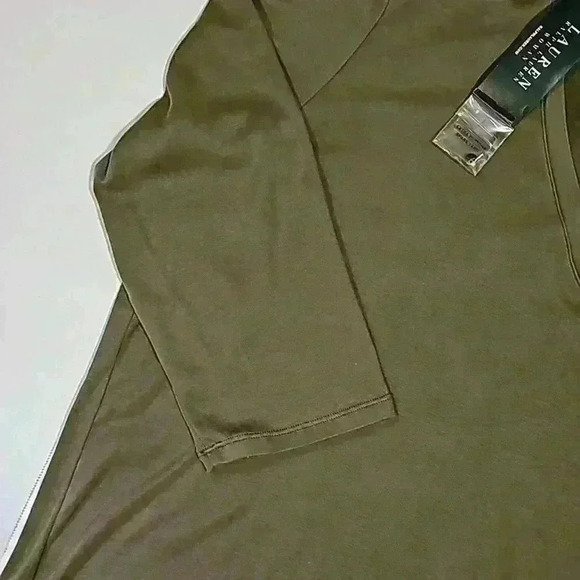 Ralph Lauren women's top blouse sz 2X  green layered neckline 3/4 sleeve… - Picture 3 of 15